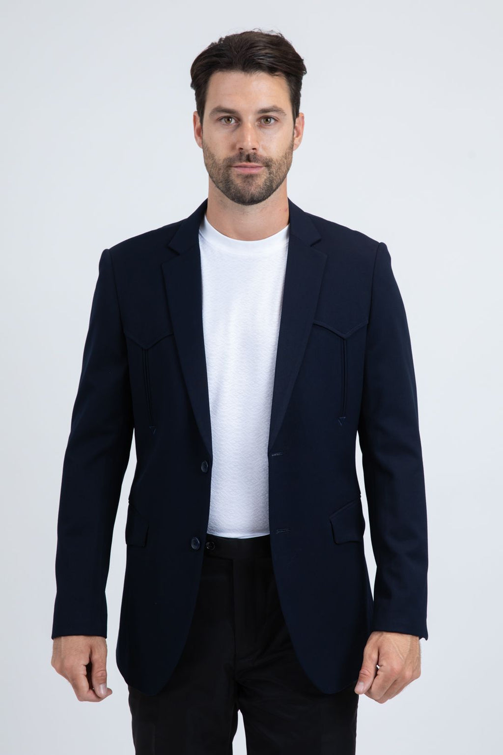 Platini Men's Western Blazer-NAVY