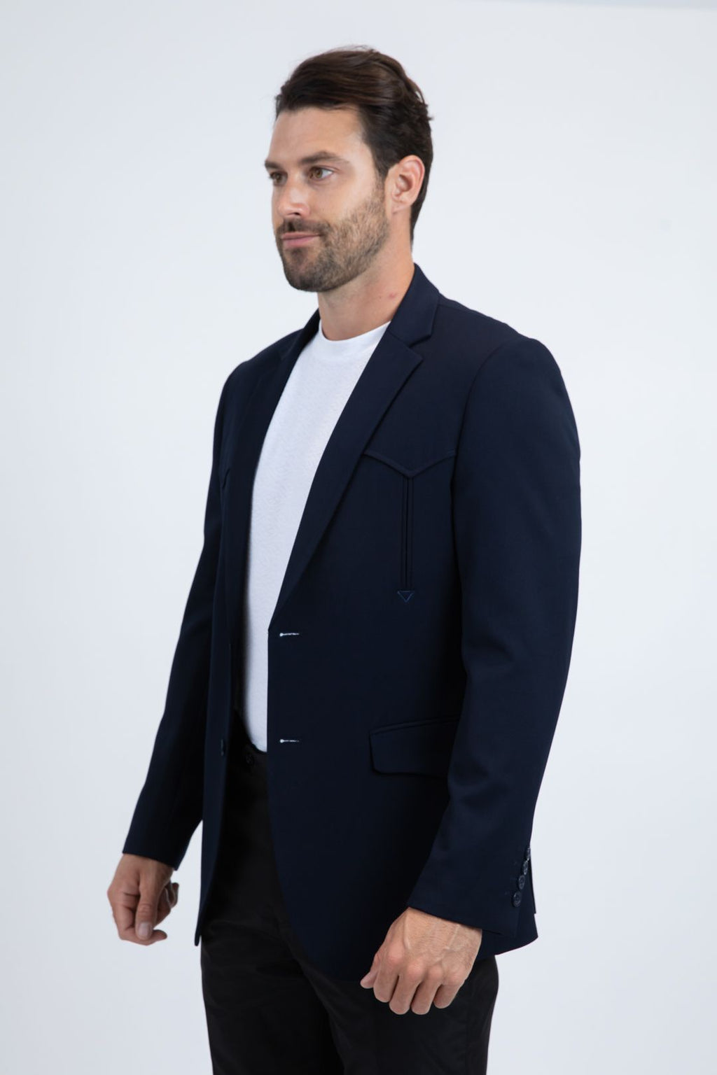 Platini Men's Western Blazer-NAVY