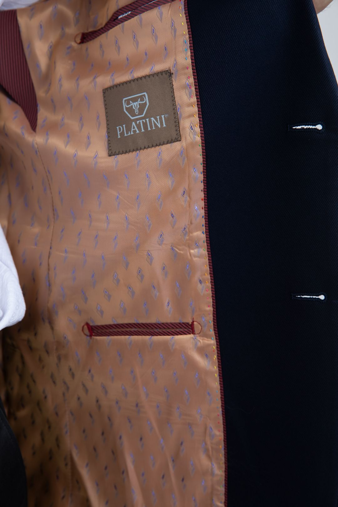 Platini Men's Western Blazer-NAVY