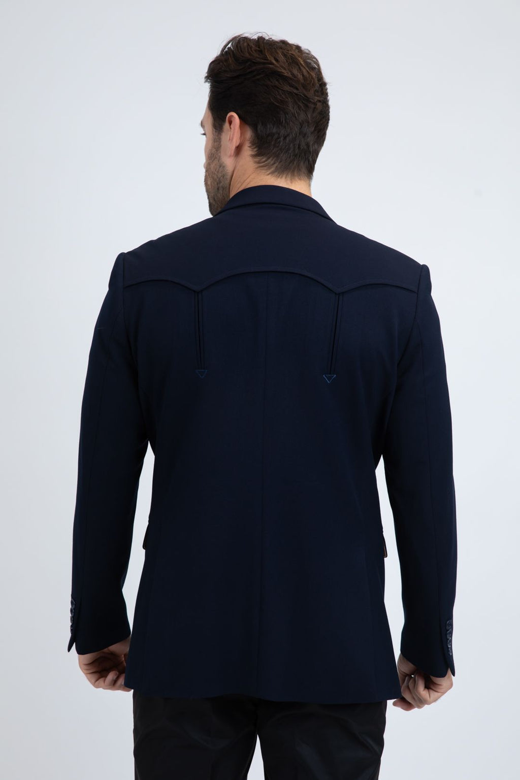 Platini Men's Western Blazer-NAVY