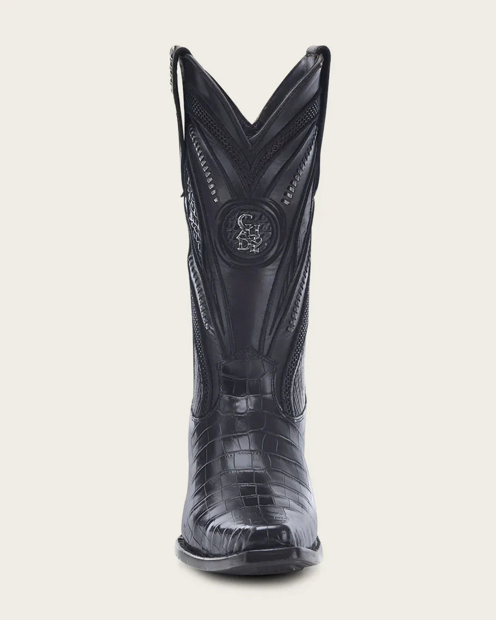 Cuadra Imperio Men’s Black Alligator Laser & Embroidery Narrow Square Toe