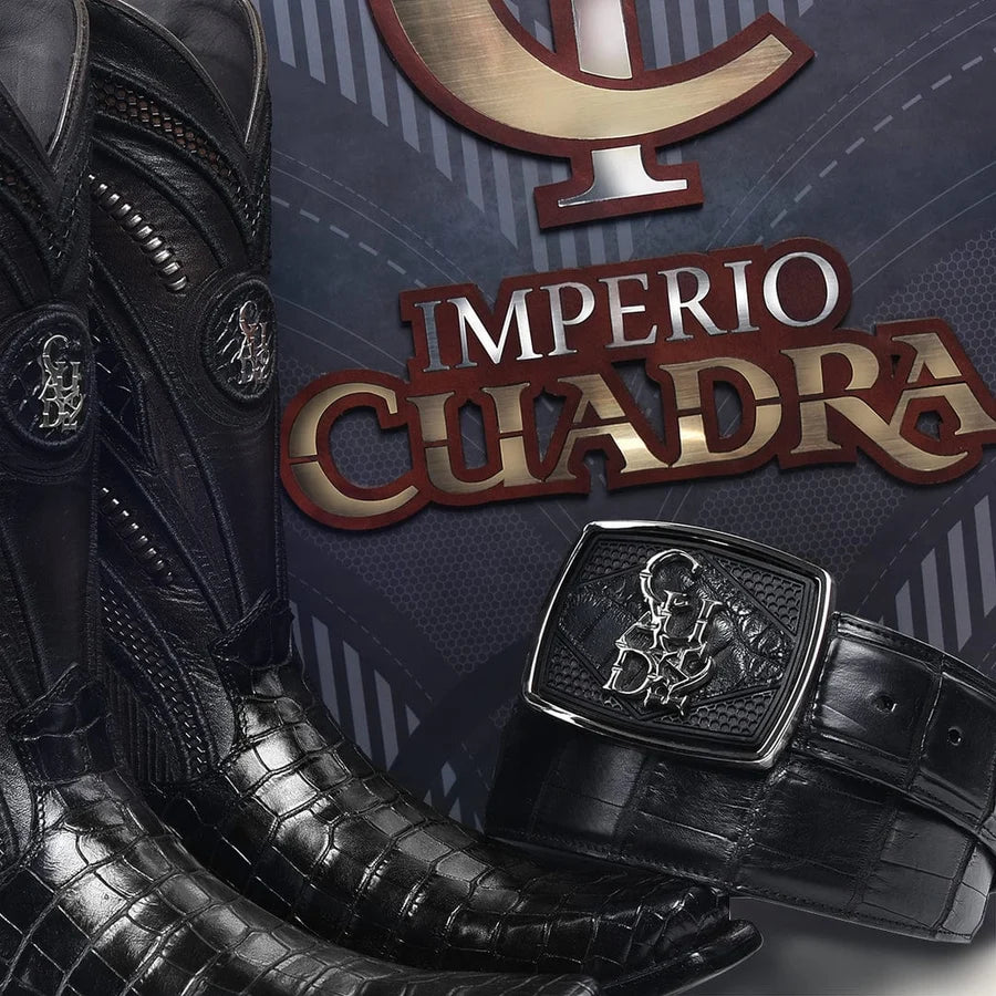 Cuadra Imperio Men’s Black Alligator Laser & Embroidery Narrow Square Toe