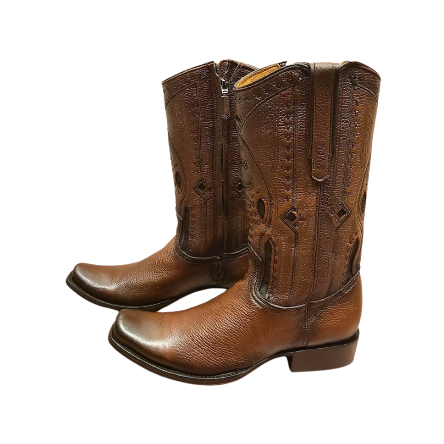 Cuadra Mens Deer Laser Woven & Zipper Brown Boot 1J1JVE