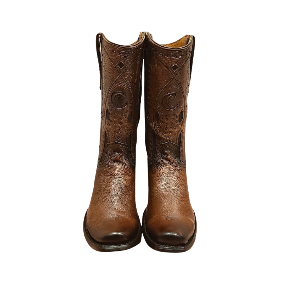 Cuadra Mens Deer Laser Woven & Zipper Brown Boot 1J1JVE