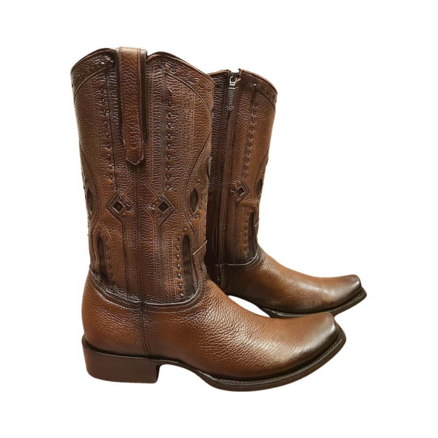 Cuadra Mens Deer Laser Woven & Zipper Brown Boot 1J1JVE