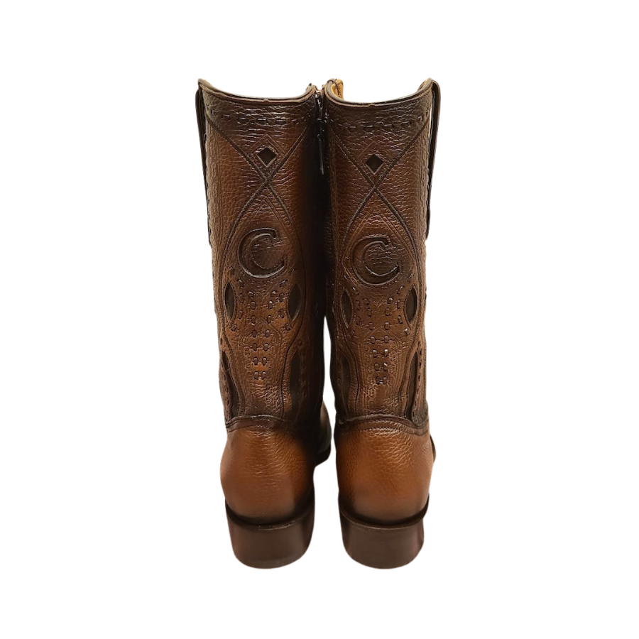Cuadra Mens Deer Laser Woven & Zipper Brown Boot 1J1JVE