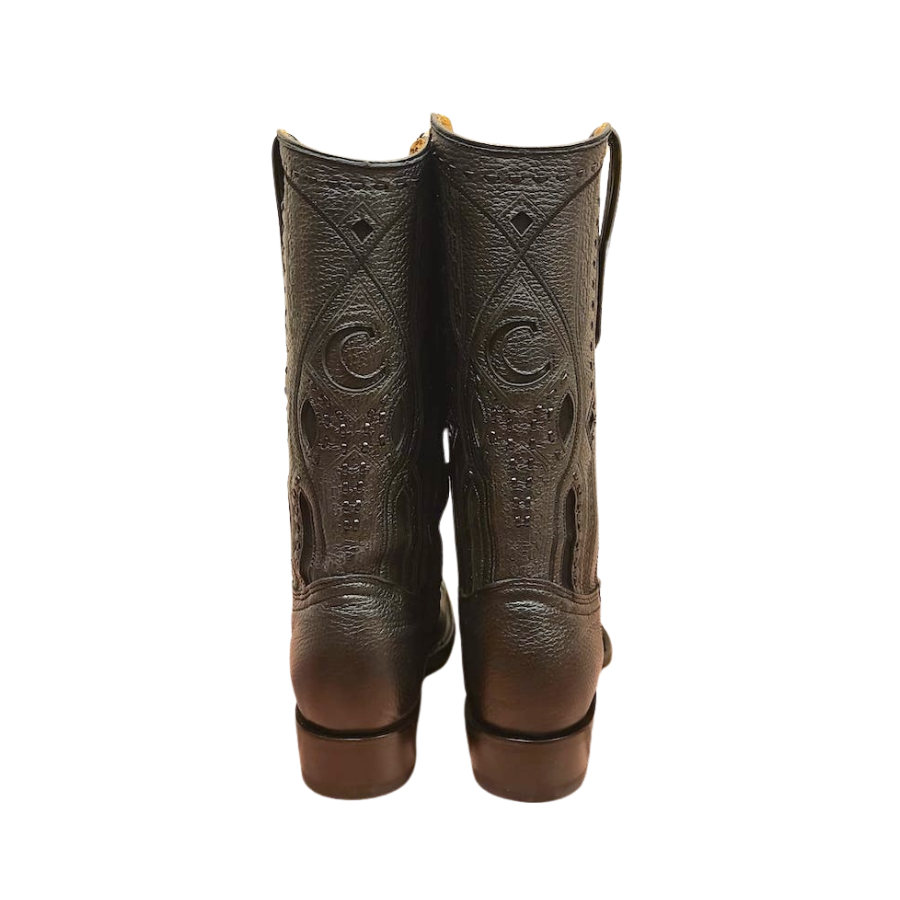 Cuadra Mens Deer Laser Woven & Zipper Black Boot 1J1JVE