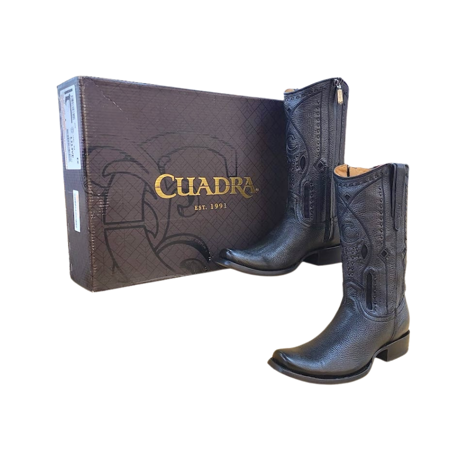 Cuadra Mens Deer Laser Woven & Zipper Black Boot 1J1JVE