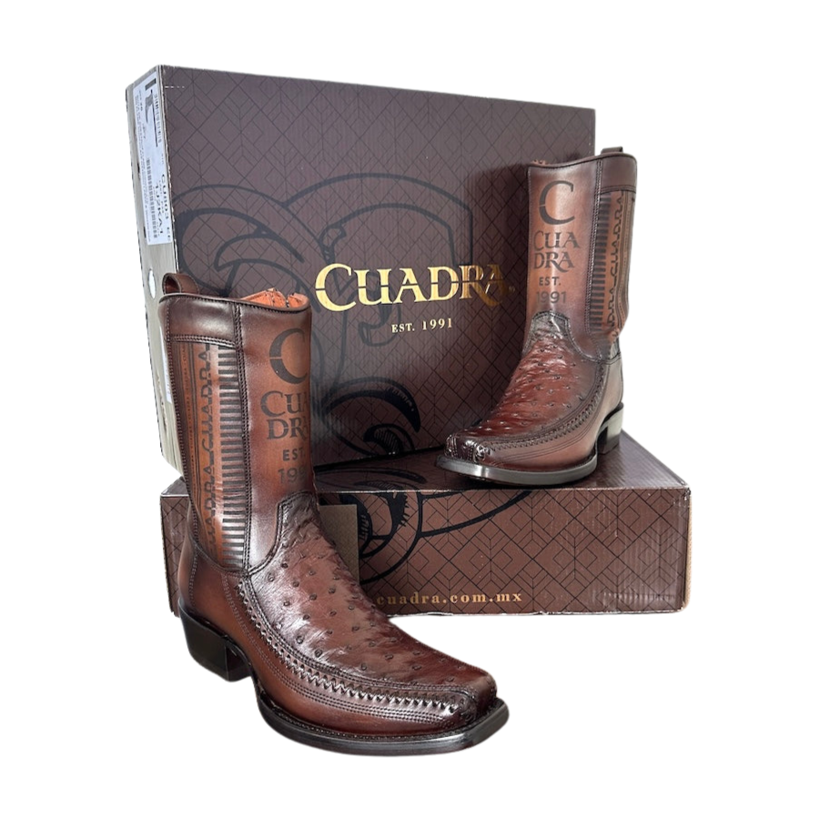 Cuadra Mens Ostrich Flame Chocolate Leather Boots 1J2KA1