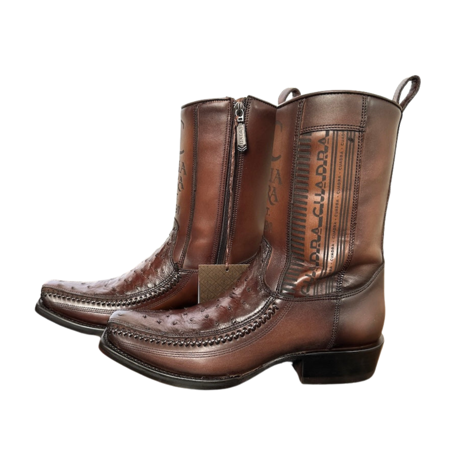 Cuadra Mens Ostrich Flame Chocolate Leather Boots 1J2KA1