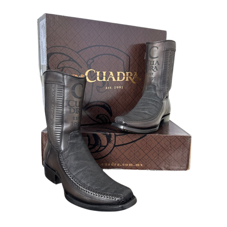 Cuadra Mens Genuine Leather Cowboy Dusty Black Boots 1J2KEL