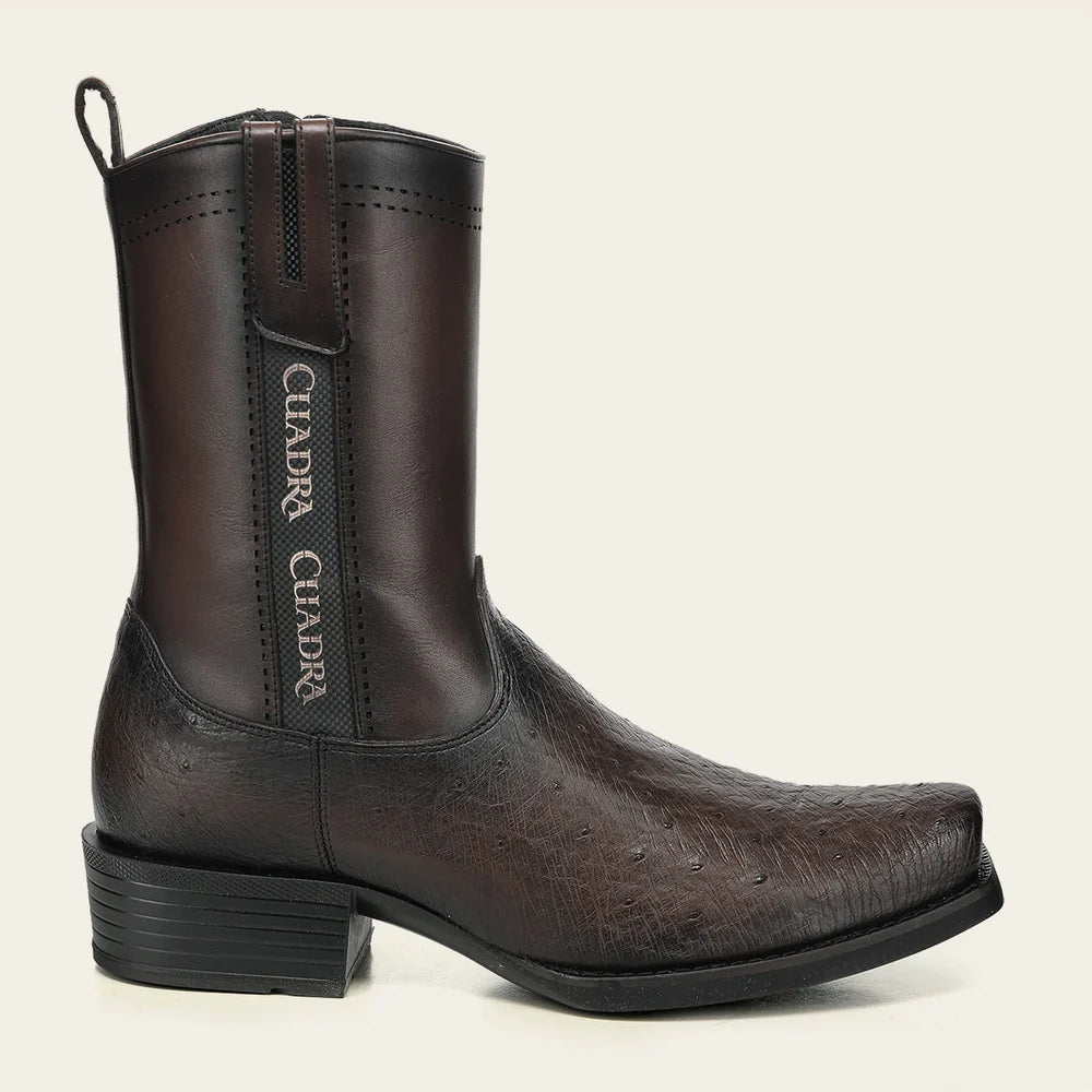 Cuadra Men’s Chocolate Genuine Ostrich Leather Urban Boots