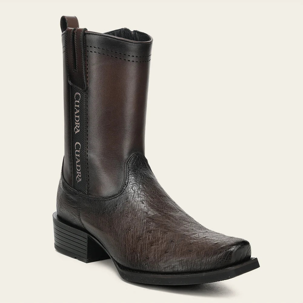 Cuadra Men’s Chocolate Genuine Ostrich Leather Urban Boots