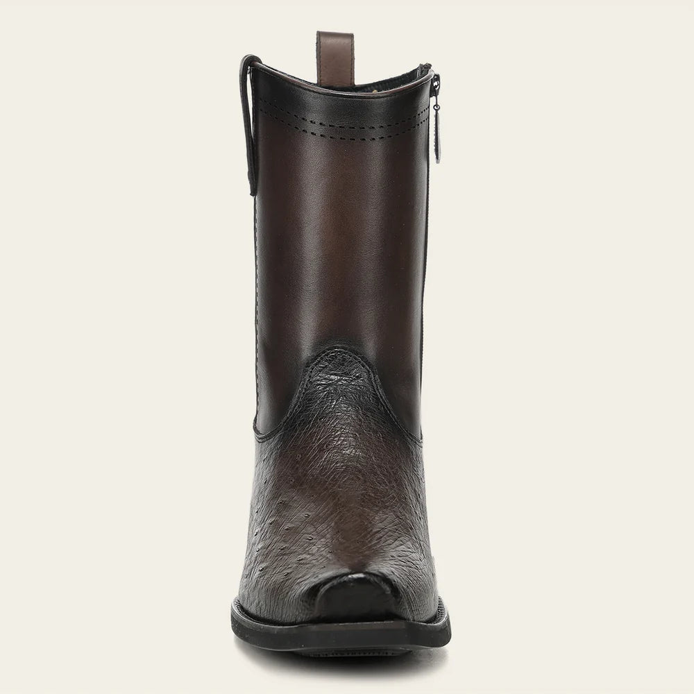 Cuadra Men’s Chocolate Genuine Ostrich Leather Urban Boots