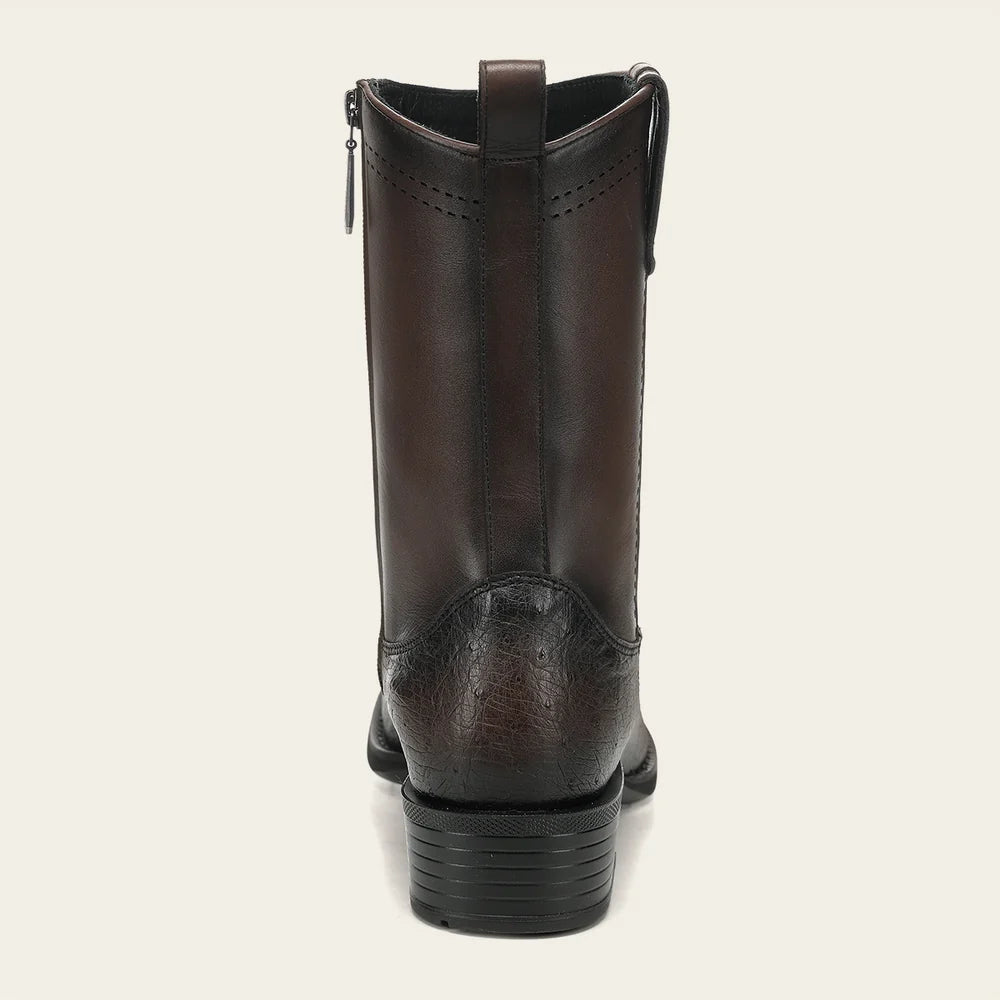 Cuadra Men’s Chocolate Genuine Ostrich Leather Urban Boots