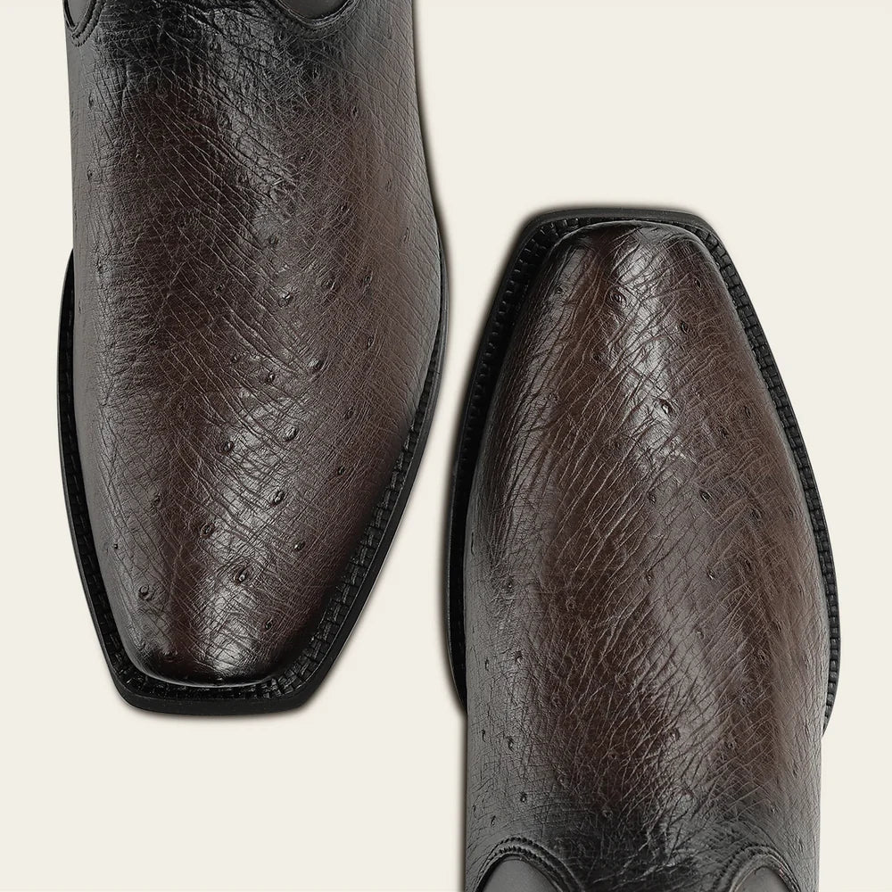 Cuadra Men’s Chocolate Genuine Ostrich Leather Urban Boots