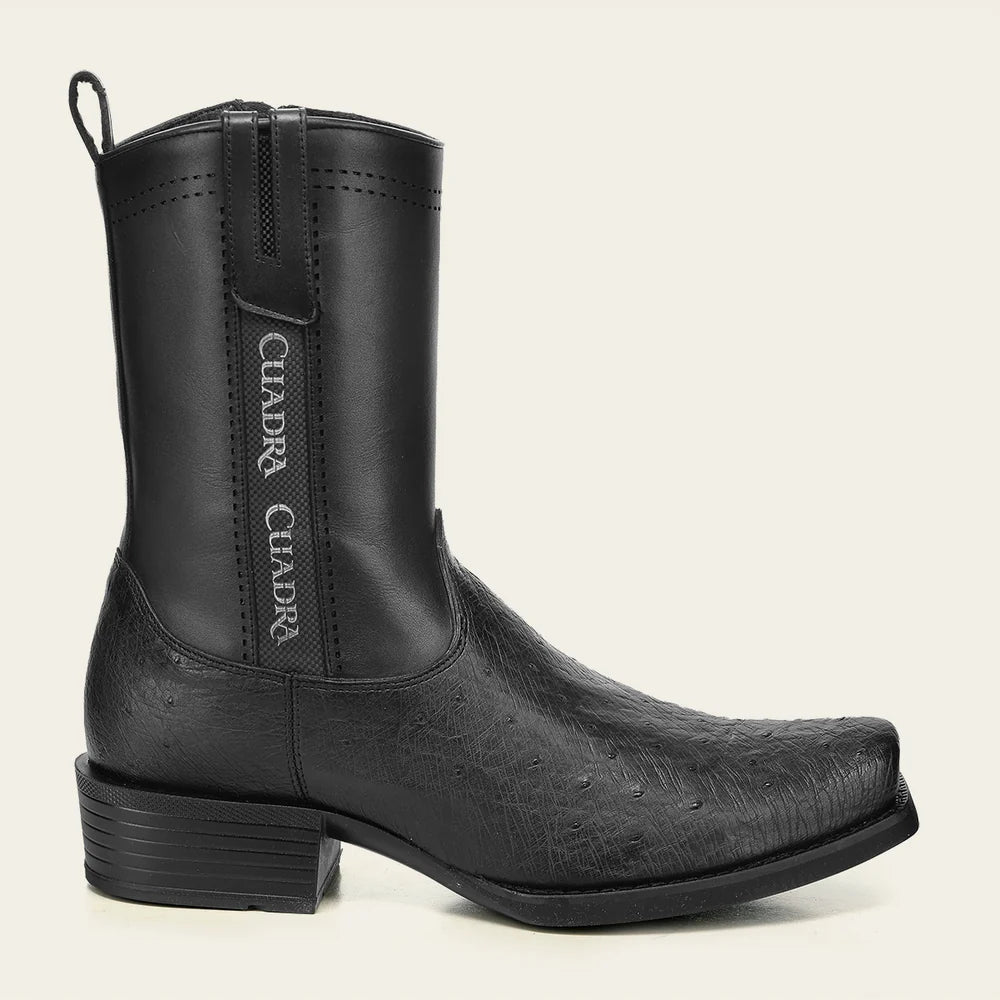 Cuadra Men’s Black Genuine Ostrich Leather Urban Boots