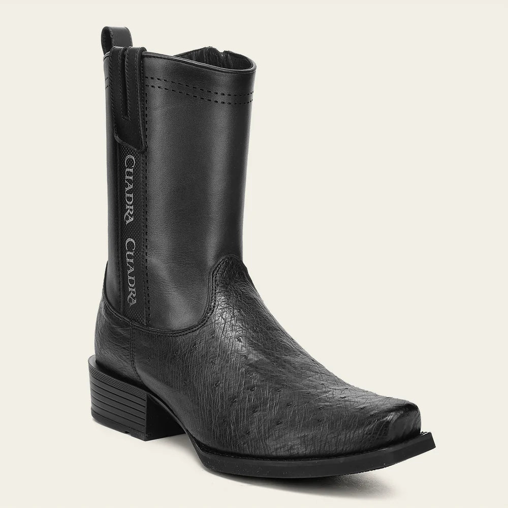Cuadra Men’s Black Genuine Ostrich Leather Urban Boots