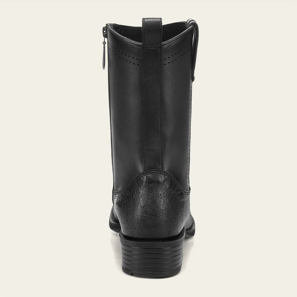 Cuadra Men’s Black Genuine Ostrich Leather Urban Boots