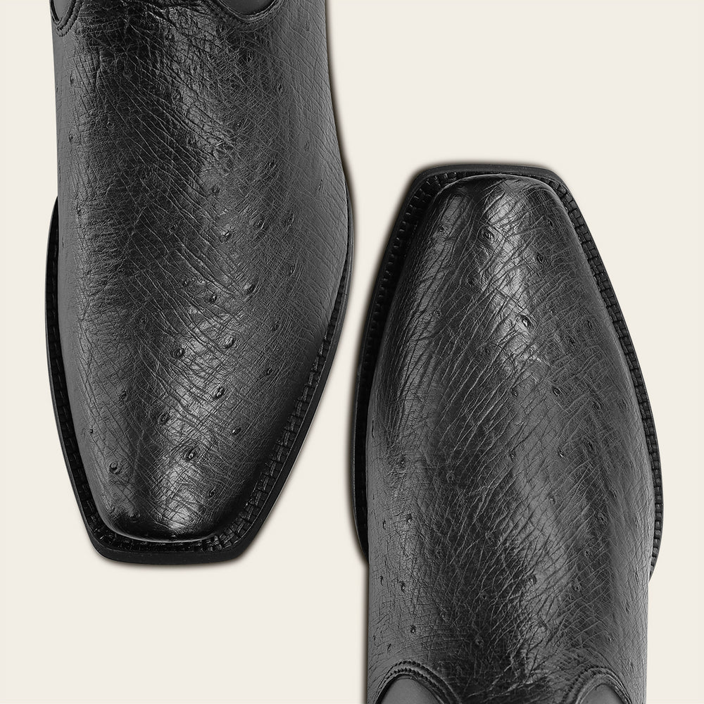 Cuadra Men’s Black Genuine Ostrich Leather Urban Boots