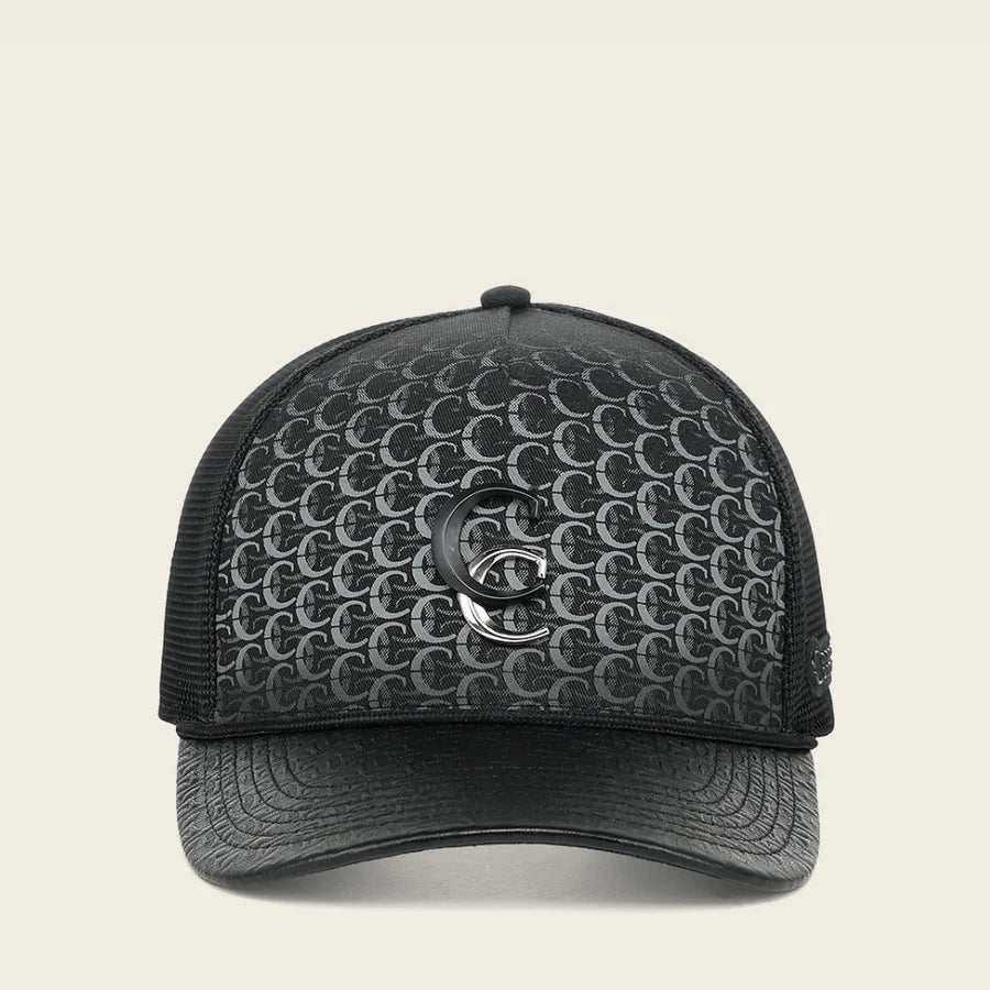 Cuadra Trucker Black Cowhide Cap