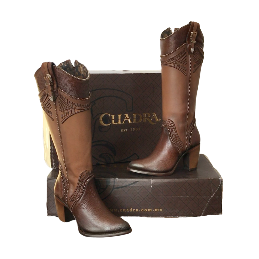 Cuadra Wmns Tall Boots Hand painted embroidered honey leather 3F82RS