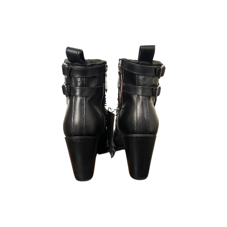 Cuadra Wmns Black Laser & Crystals Round Toe Boots 3W02RS