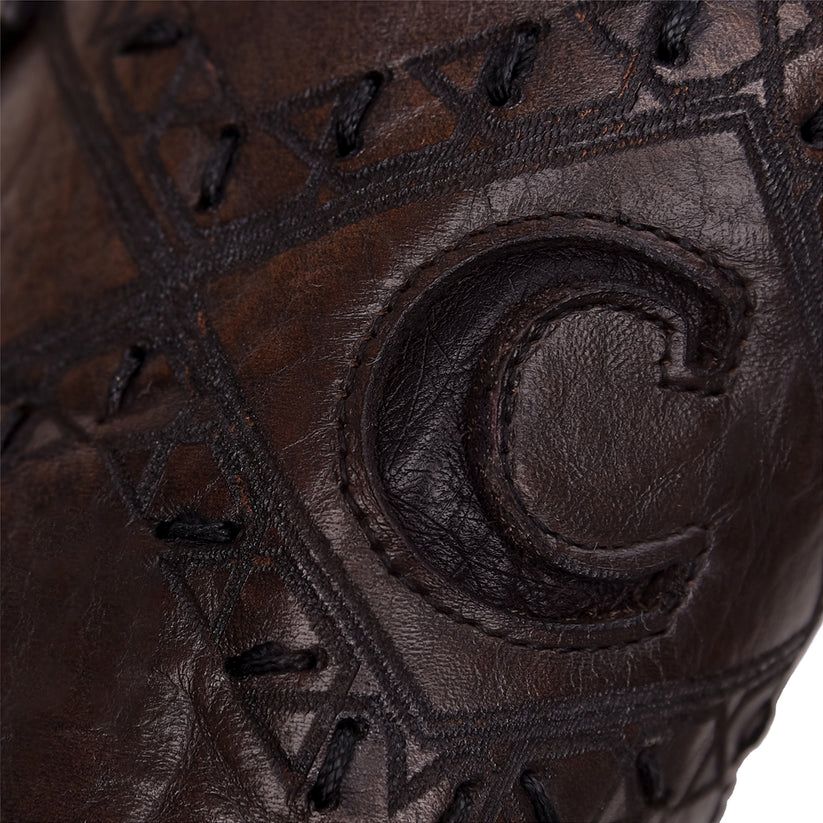 Cuadra Mens Ostrich Belly Flame Black Cherry Leather Boots 3Z01AB