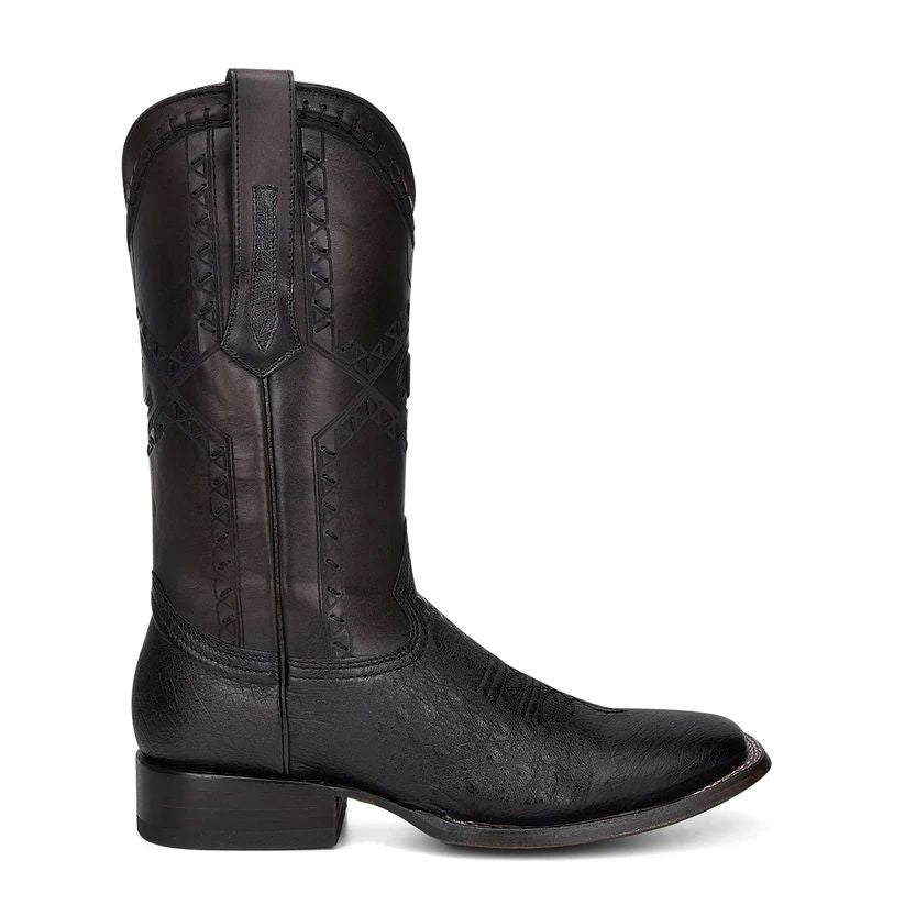 Cuadra Mens Ostrich Belly Black Boots 3Z01AB