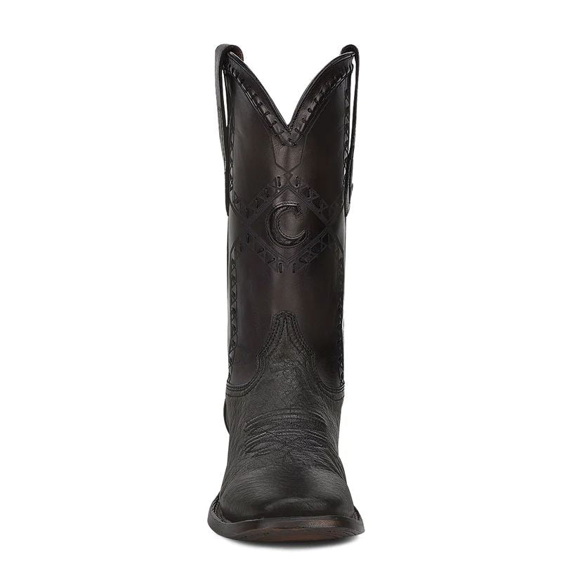 Cuadra Mens Ostrich Belly Black Boots 3Z01AB