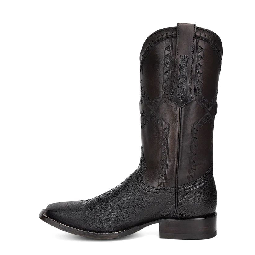 Cuadra Mens Ostrich Belly Black Boots 3Z01AB