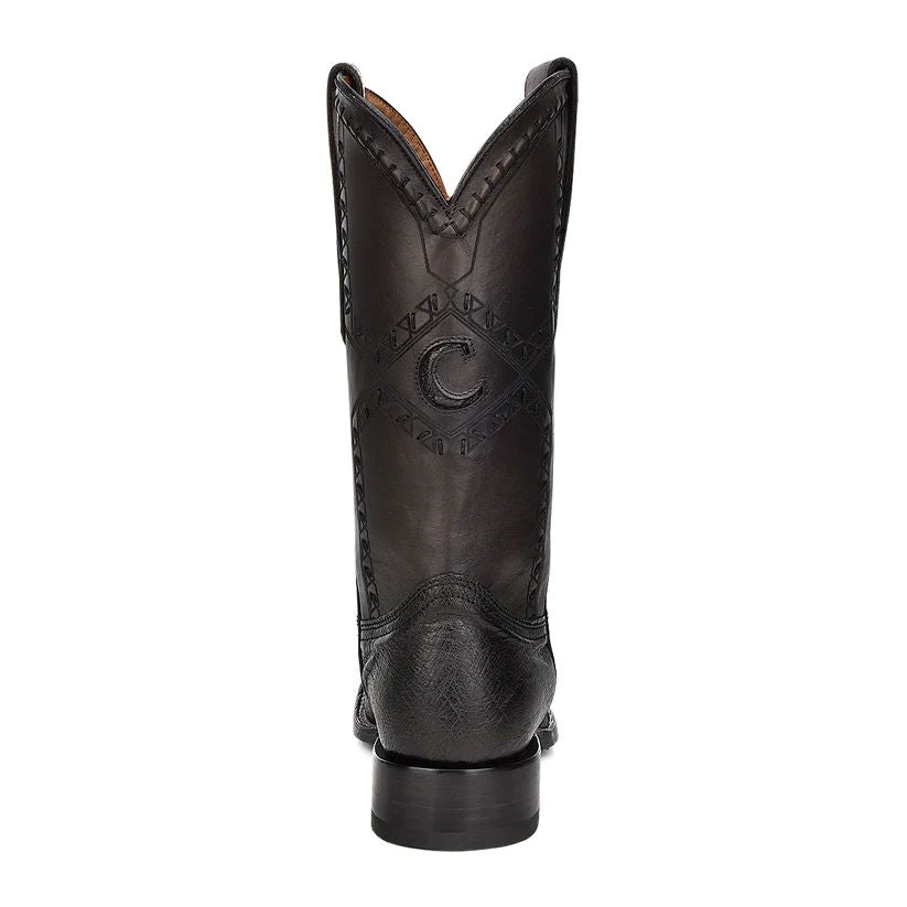 Cuadra Mens Ostrich Belly Black Boots 3Z01AB