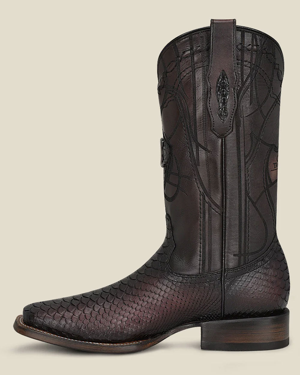 Cuadra Mens Lisboa Cherry Python Embroidery/Laser Boots 3Z2LPH
