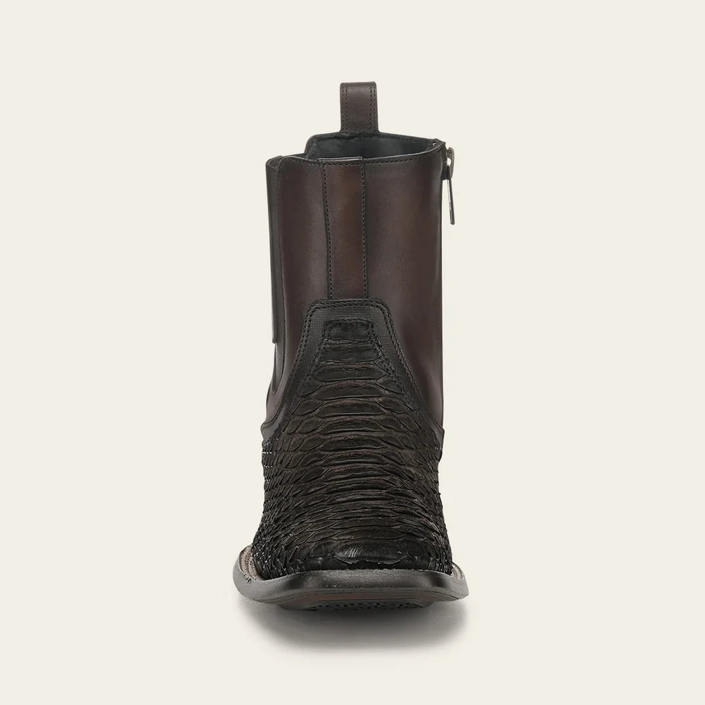 Cuadra Men's Chocolate Genuine Python Leather Ankle Boots