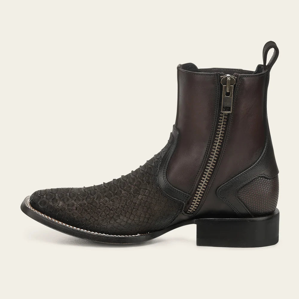 Cuadra Men's Chocolate Genuine Python Leather Ankle Boots