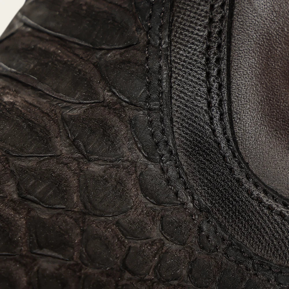 Cuadra Men's Chocolate Genuine Python Leather Ankle Boots