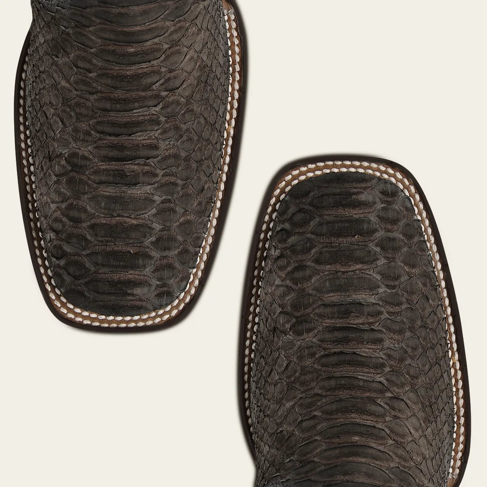 Cuadra Men's Chocolate Genuine Python Leather Ankle Boots