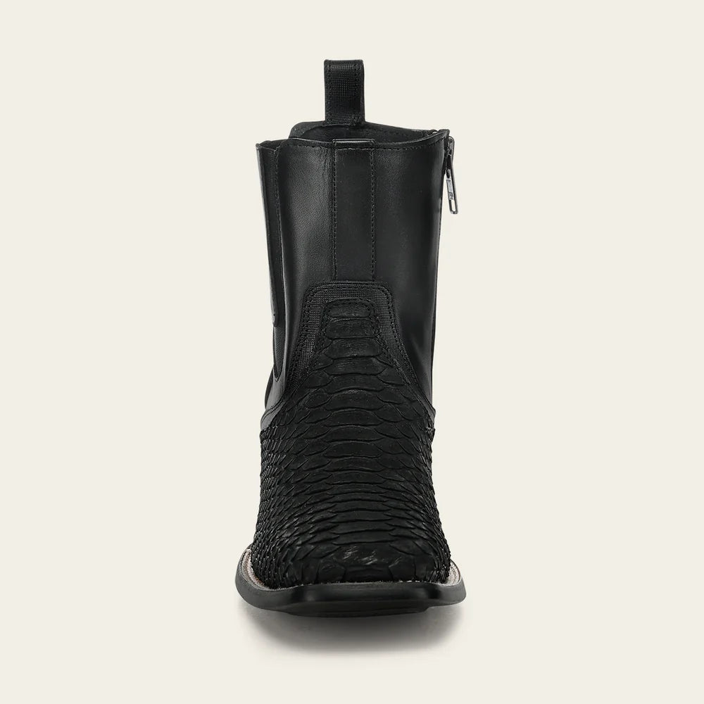 Cuadra Men's Black Genuine Python Leather Ankle Boots