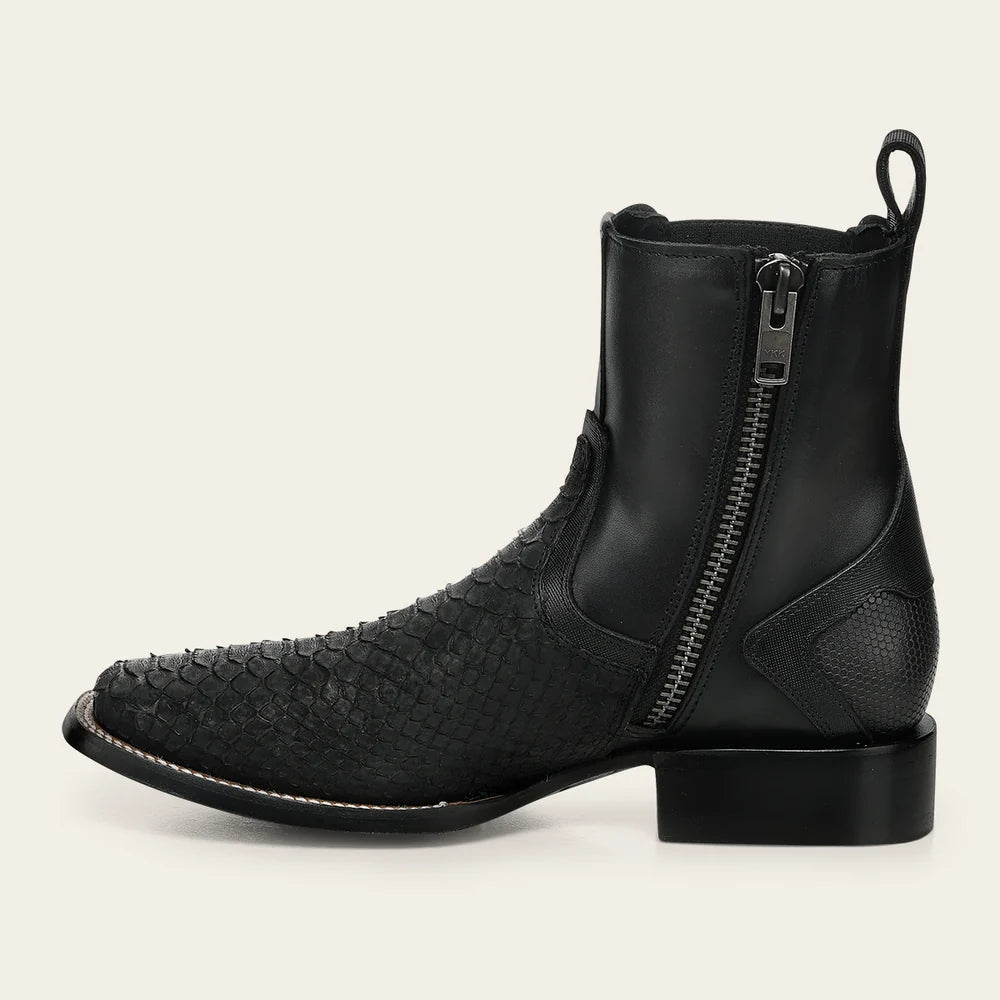 Cuadra Men's Black Genuine Python Leather Ankle Boots