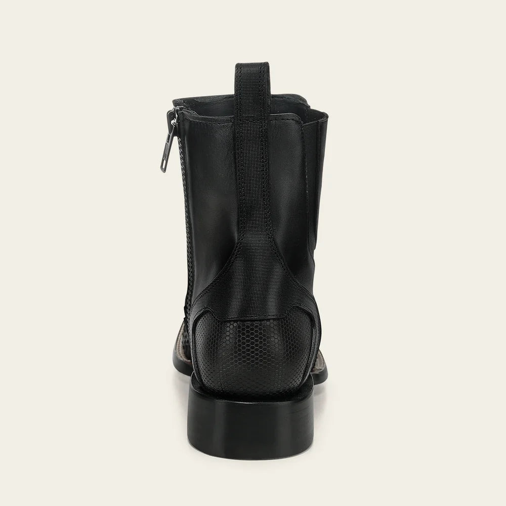 Cuadra Men's Black Genuine Python Leather Ankle Boots