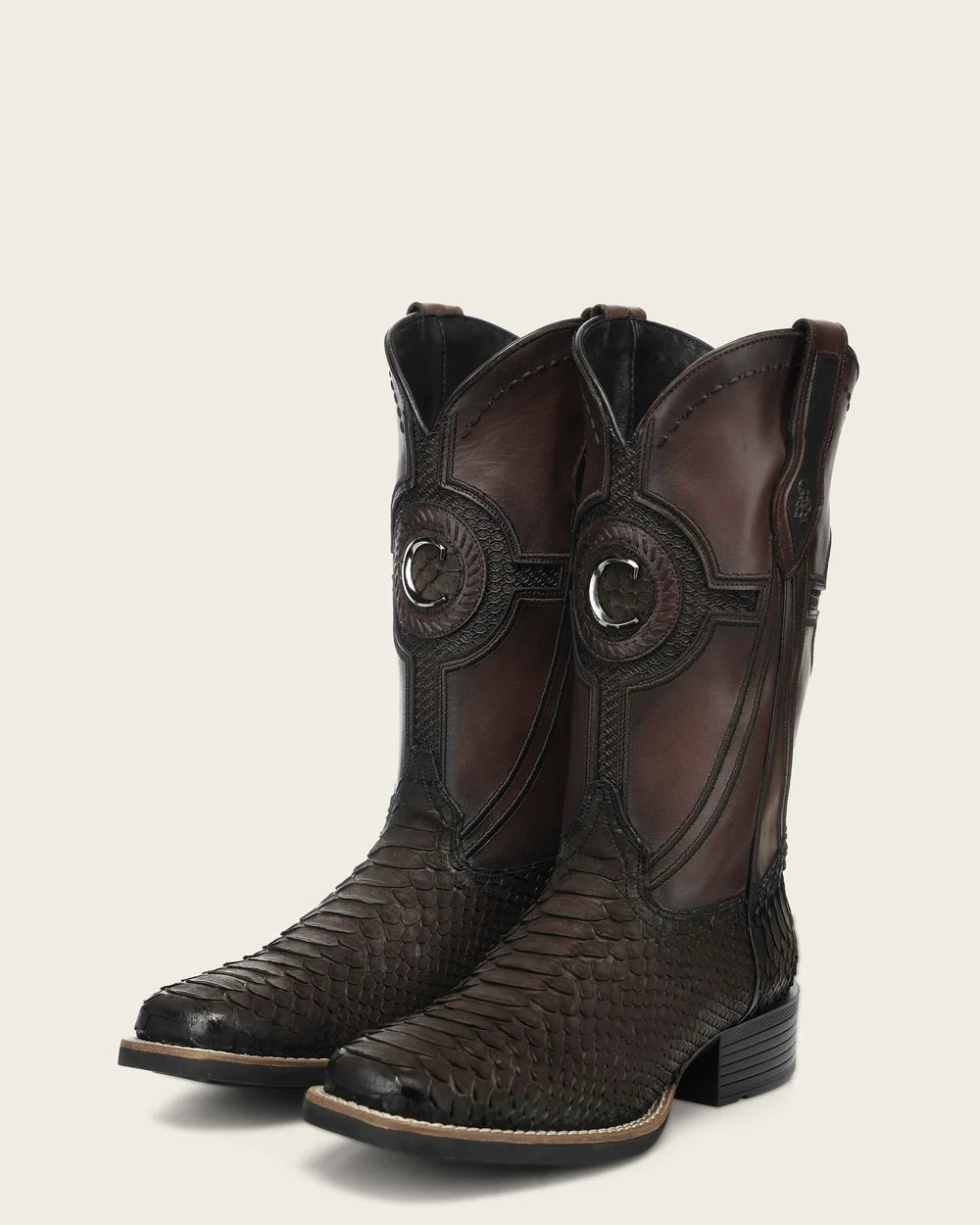 Cuadra Men's Chocolate Genuine Python Leather Rodeo Boots