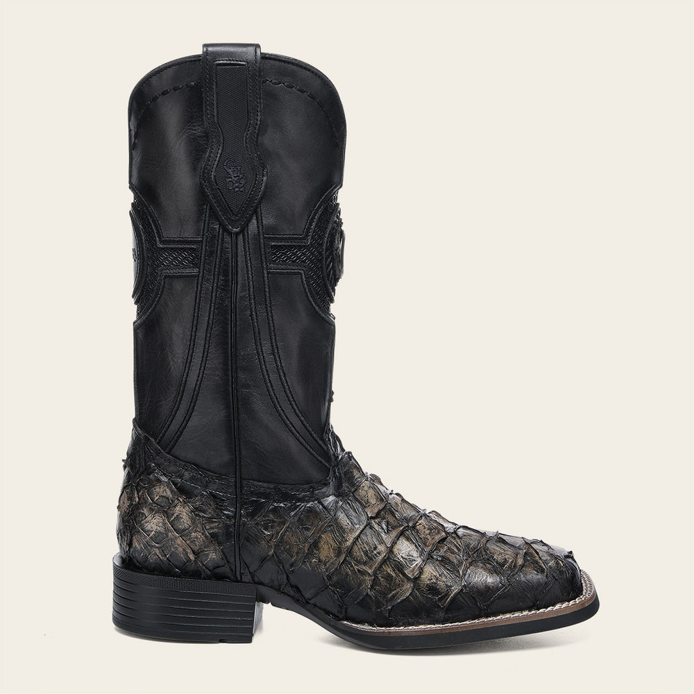 Cuadra Genuine Black Pirarucu Leather Cowboy Boot for Men 3Z2YPI/CU979-L