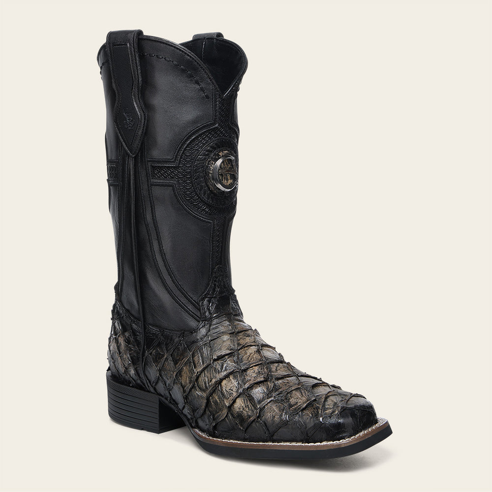 Cuadra Genuine Black Pirarucu Leather Cowboy Boot for Men 3Z2YPI/CU979-L