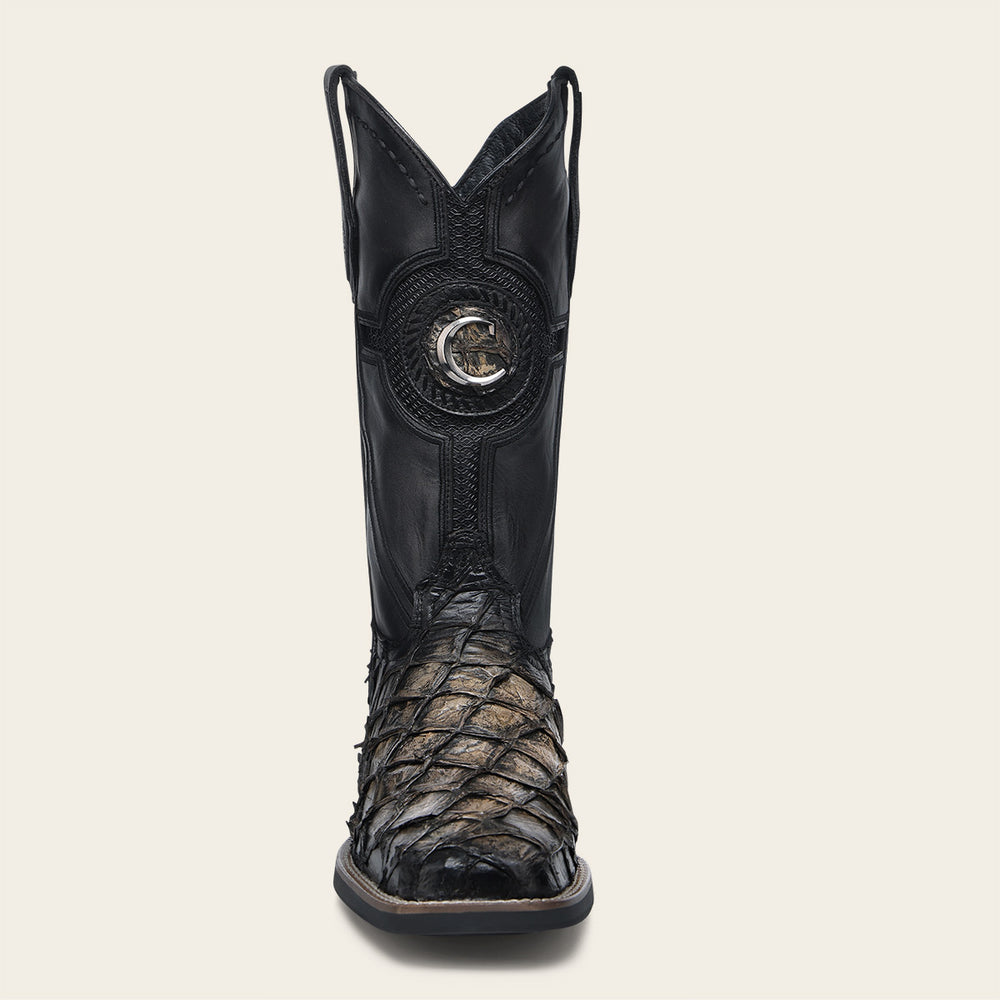 Cuadra Genuine Black Pirarucu Leather Cowboy Boot for Men 3Z2YPI/CU979-L