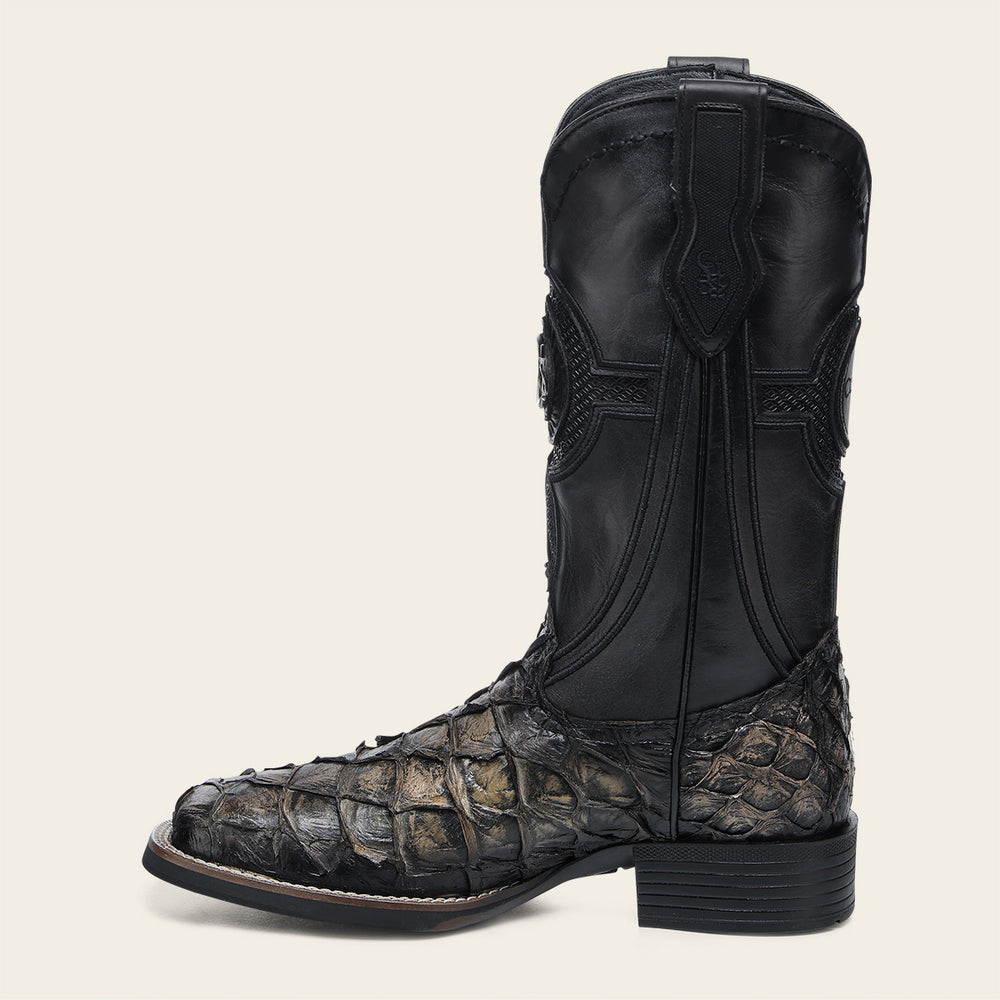 Cuadra Genuine Black Pirarucu Leather Cowboy Boot for Men 3Z2YPI/CU979-L