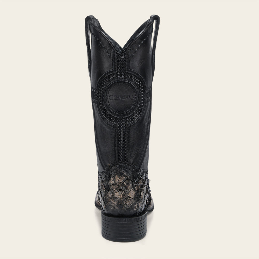 Cuadra Genuine Black Pirarucu Leather Cowboy Boot for Men 3Z2YPI/CU979-L