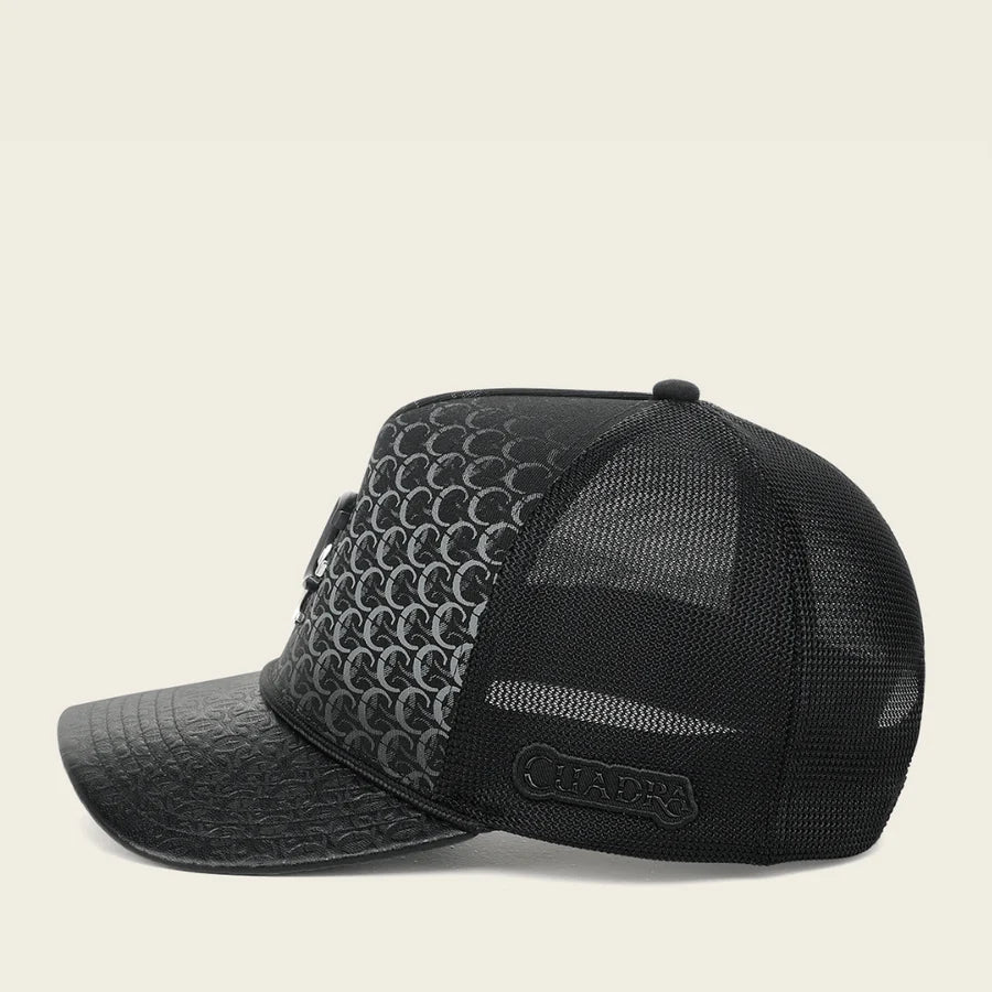 Cuadra Trucker Black Cowhide Cap