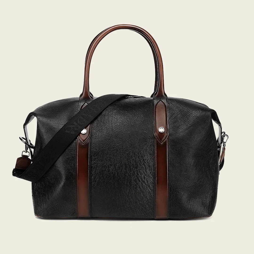 CUADRA | Genuine Black/Honey Ostrich Belly & Bovine Leather Briefcase BOC52AV