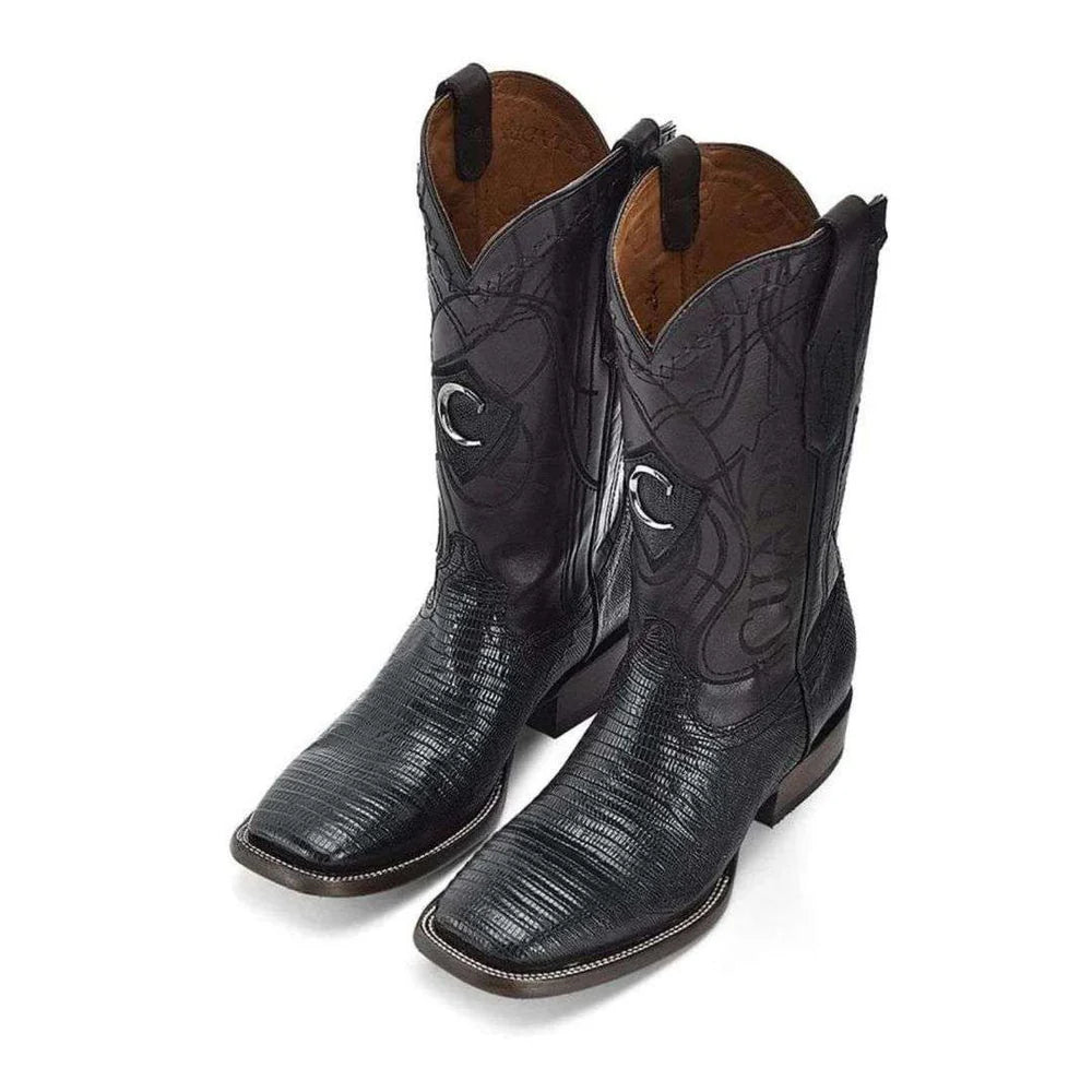 Cuadra Mens Lizard Teju Black Leather Boots 3Z1OLT