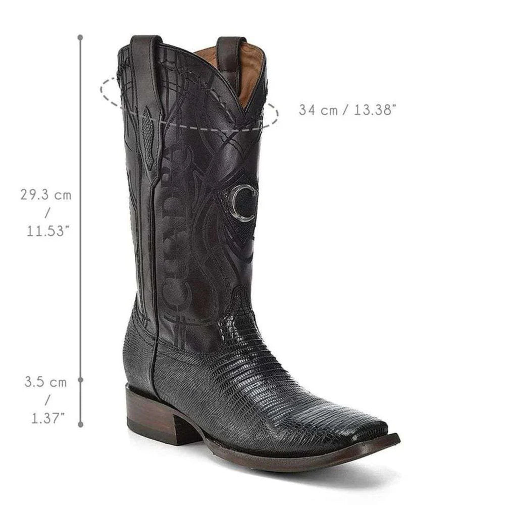Cuadra Mens Lizard Teju Black Leather Boots 3Z1OLT